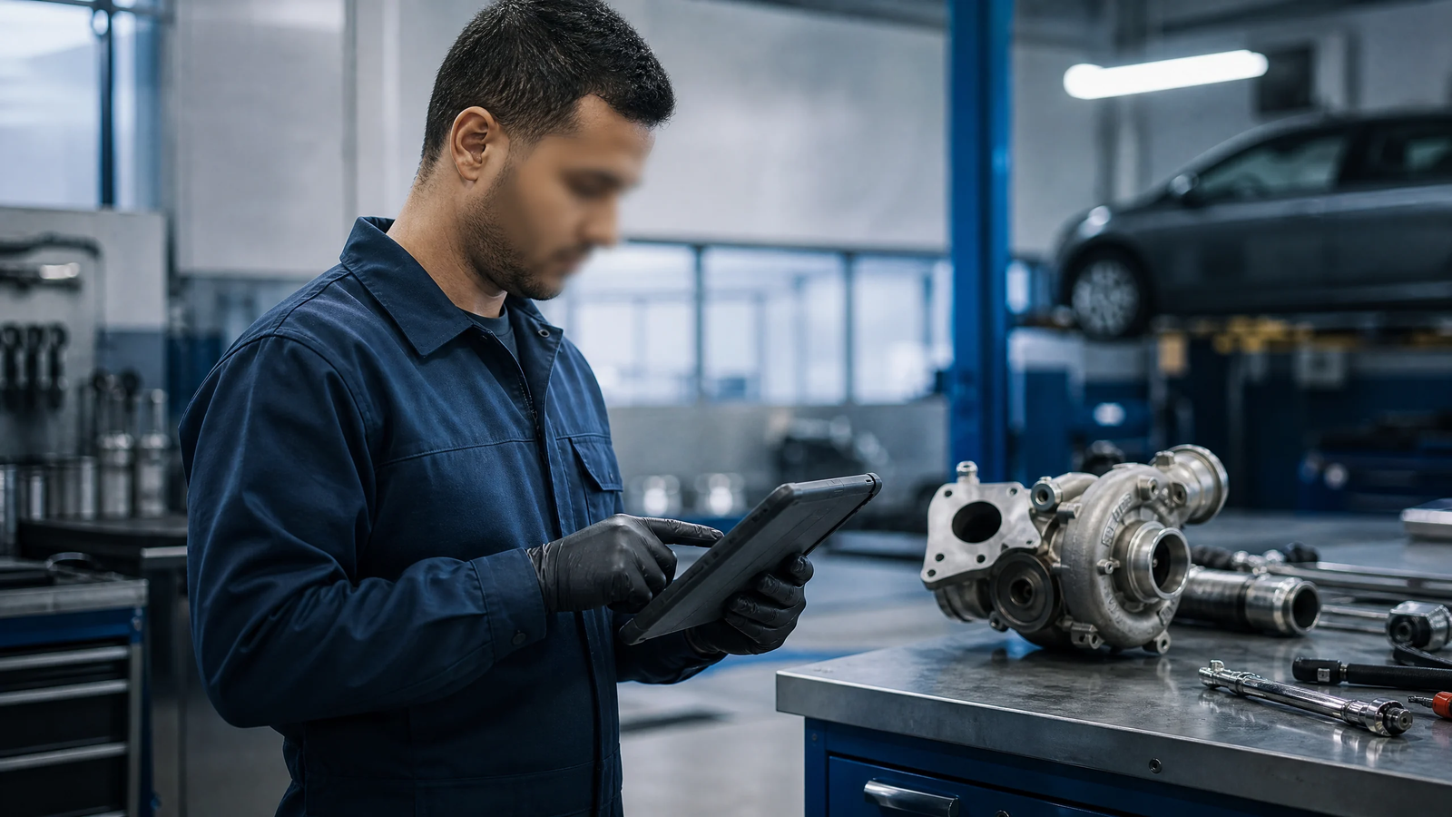 Turbocompresseur automobile présenté pour préparer un diagnostic