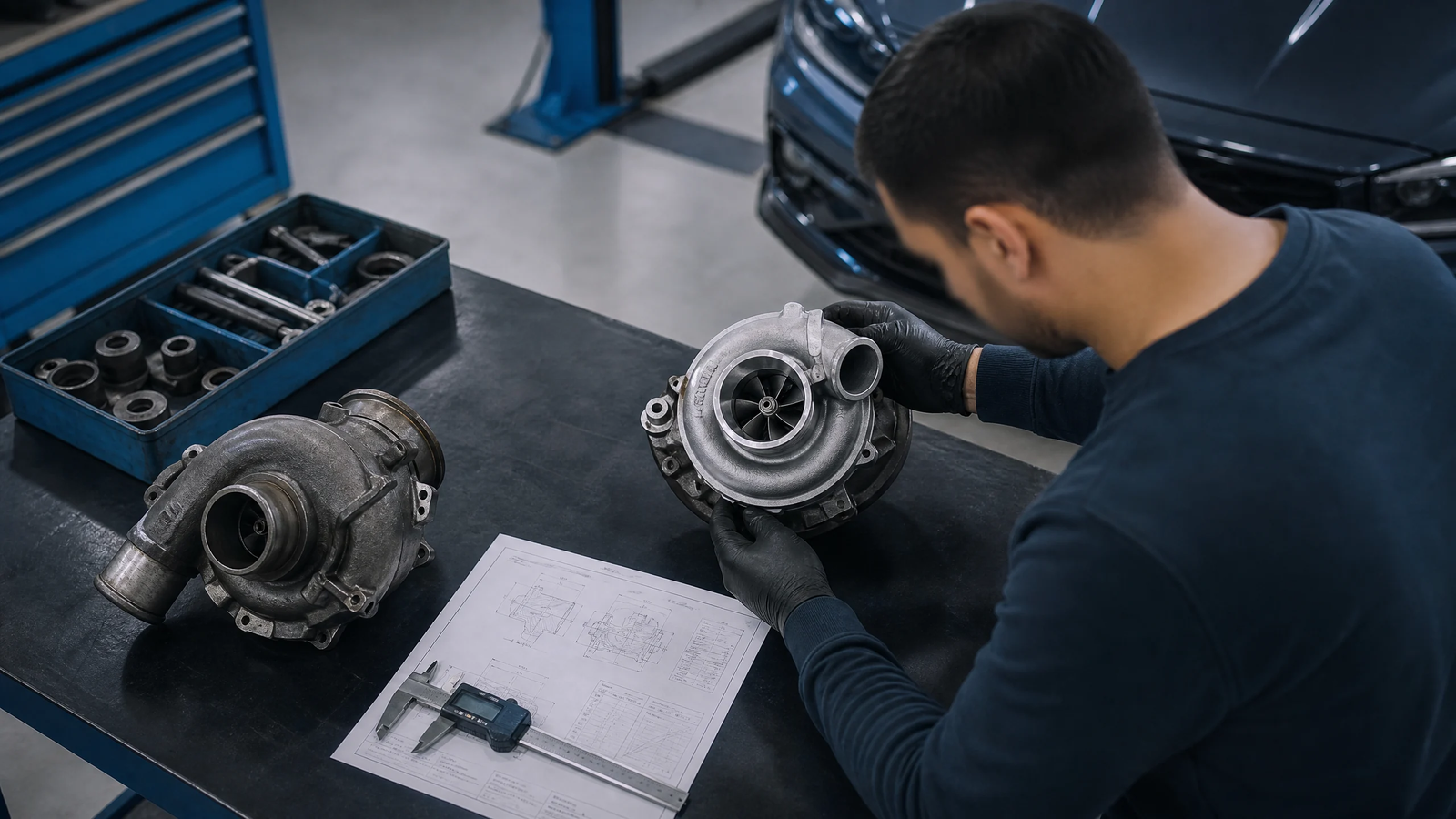 Turbocompresseur automobile à identifier par sa référence et sa compatibilité